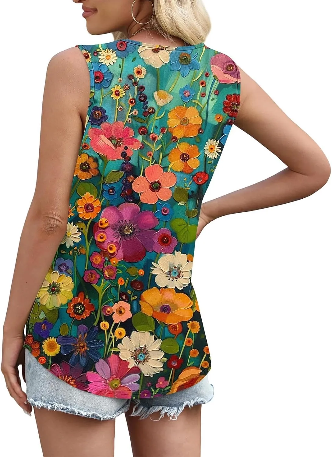 TARIENDY Tank Top for Women Dressy Casual Summer Sleeveless Shirts Loose Square Neck Blouses Plain Beach Vacation Outfits