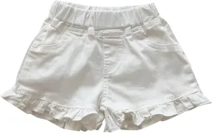 Toddler Girls Kids Summer Denim Shorts Little Baby Cute Solid Color Elastic Waistband Ruffle Jean Shorts with Pockets