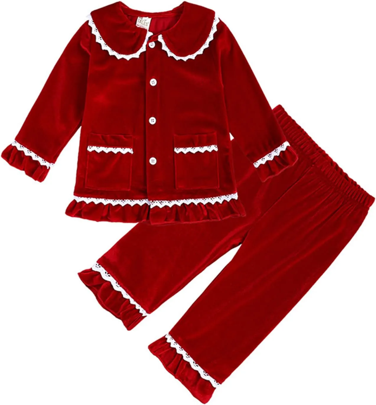 Toddler Girls Pajamas Christmas Outfits Kids Long Sleeve Button Down Shirt Tops Pants Xmas Sleepwear Infant Clothing Set