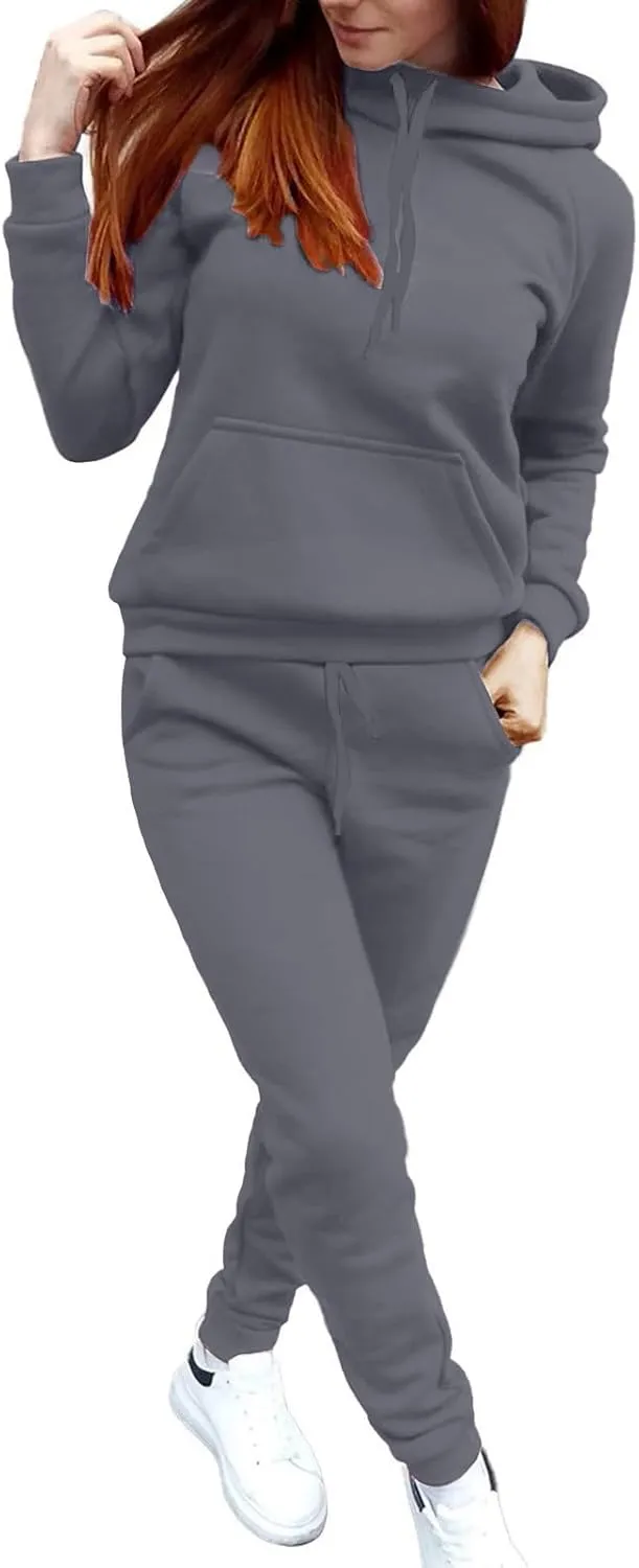 Track Suits for Women Set - 2 Piece Outfits Sweatsuit Pocket Hoodies with Pants Spring Jogging Workout Sets for Women