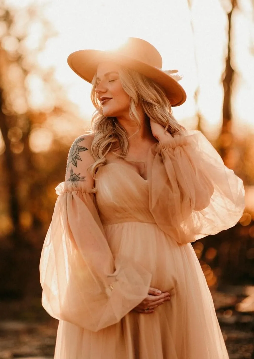 Tulle Maternity Dresses for Photoshoot Off Shoulder Robes Long Sleeve Bridal Lingerie Baby Shower Pregnancy Gowns