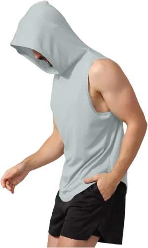 WENKOMG1 Mens Mesh Tank Tops Lightweight Breathable Quick Dry Hoodies Active Athletic Hooded Workout Tank Tops