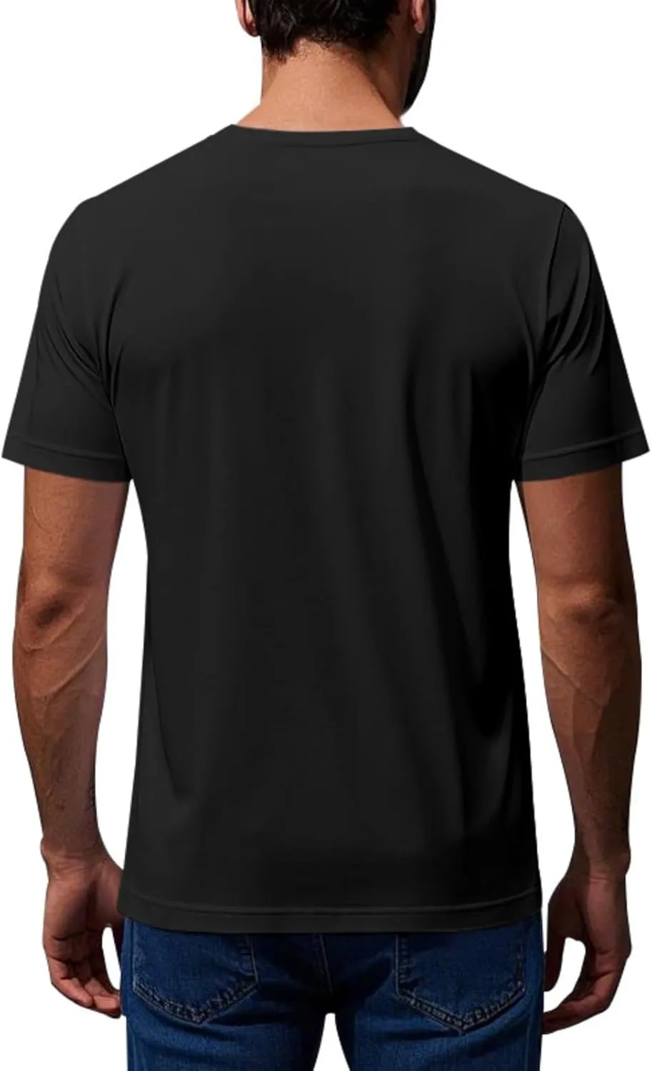 WENKOMG1 Mens Round Neck T-Shirt Quick Dry Solid Color Basic Summer Workout Gym Shirt