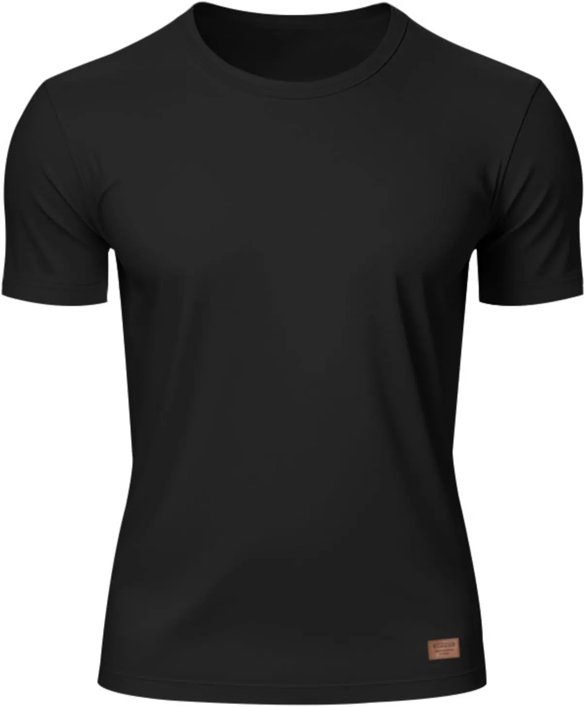 WENKOMG1 Mens Round Neck T-Shirt Quick Dry Solid Color Basic Summer Workout Gym Shirt