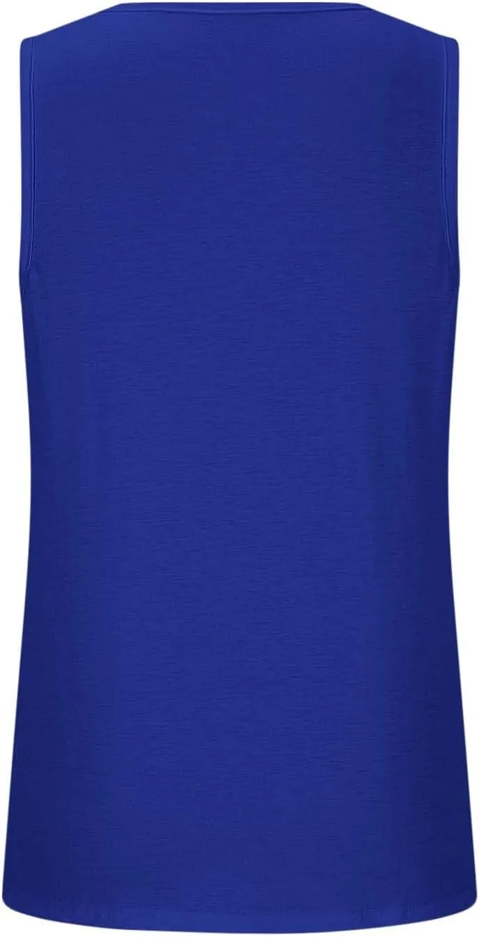 Wkishenl Womens Tank Tops Pleated Crew Neck Sleeveless Tops Plus Size Solid Color Tunic Tops Loose Fit Dressy Casual Blouse