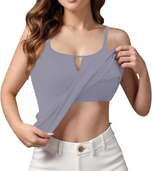 Women Camisole Tank Tops with Built in Bra 2025 Summer Adjustable Spaghetti Strap Cami Workout Yoga Padded Undershirt
