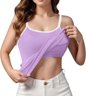 Women Camisole Tank Tops with Built in Bra 2025 Summer Adjustable Spaghetti Strap Cami Workout Yoga Padded Undershirt