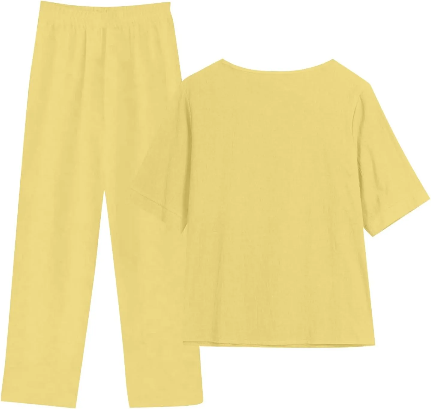 Women Casual Cotton Linen Sets Oversized T Shirts Capri Pants 2025 Resort Wear Two Piece Summer Outfits Plus Size