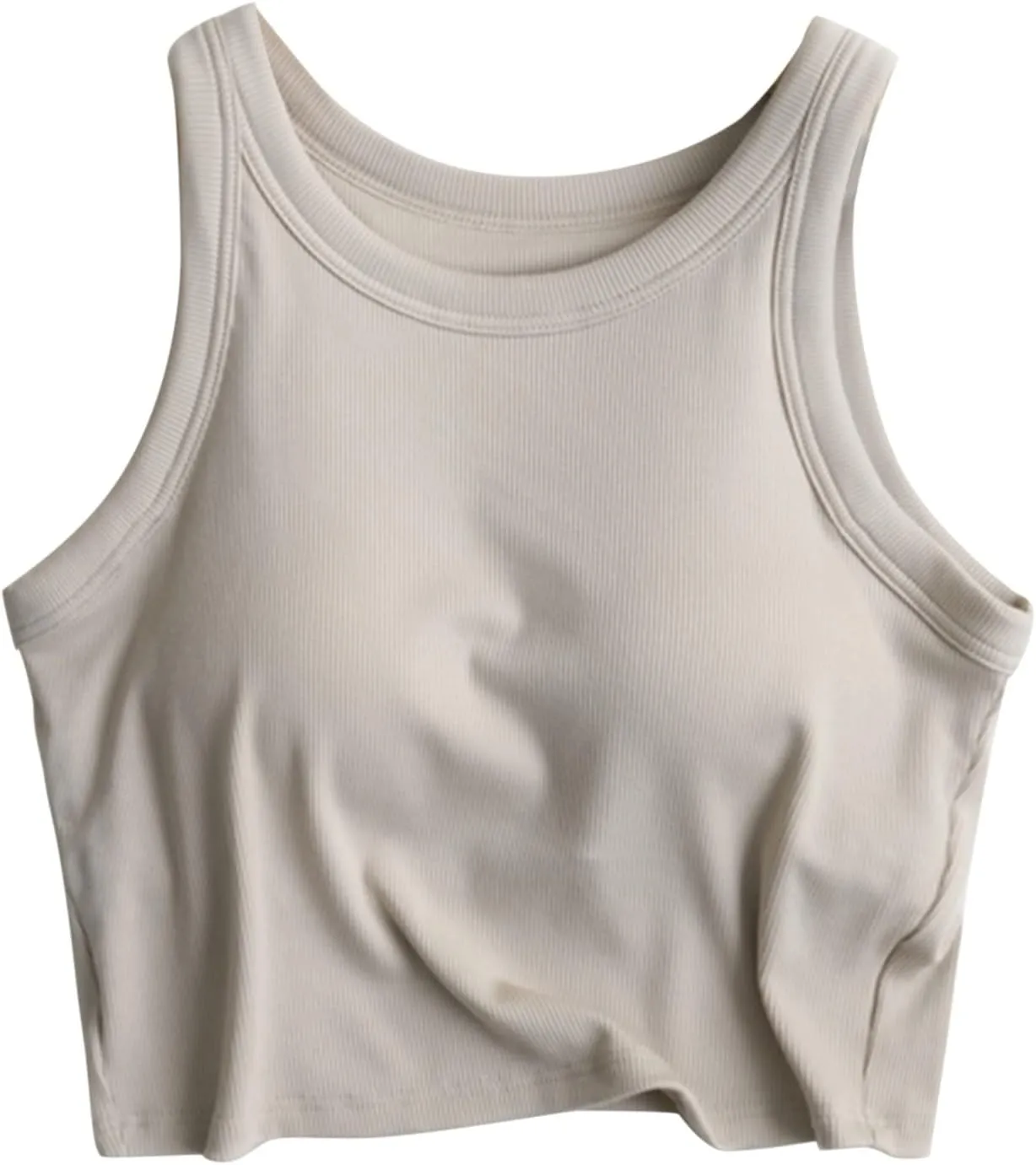 Women Rib Tank Tops with Built in Bras Summer Solid Yoga Camisoles for Fitness Workout Outfits Undershirts Cami Tops