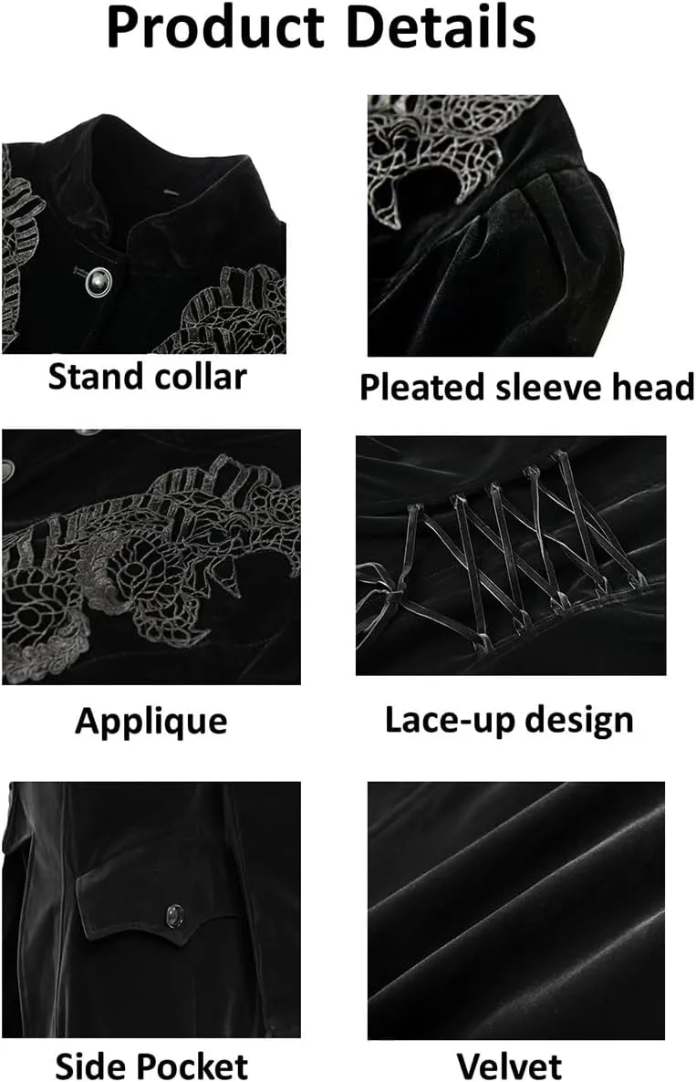 Women Victorian Steampunk Vintage Renaissance Jacket Gothic Frock Coat Uniform