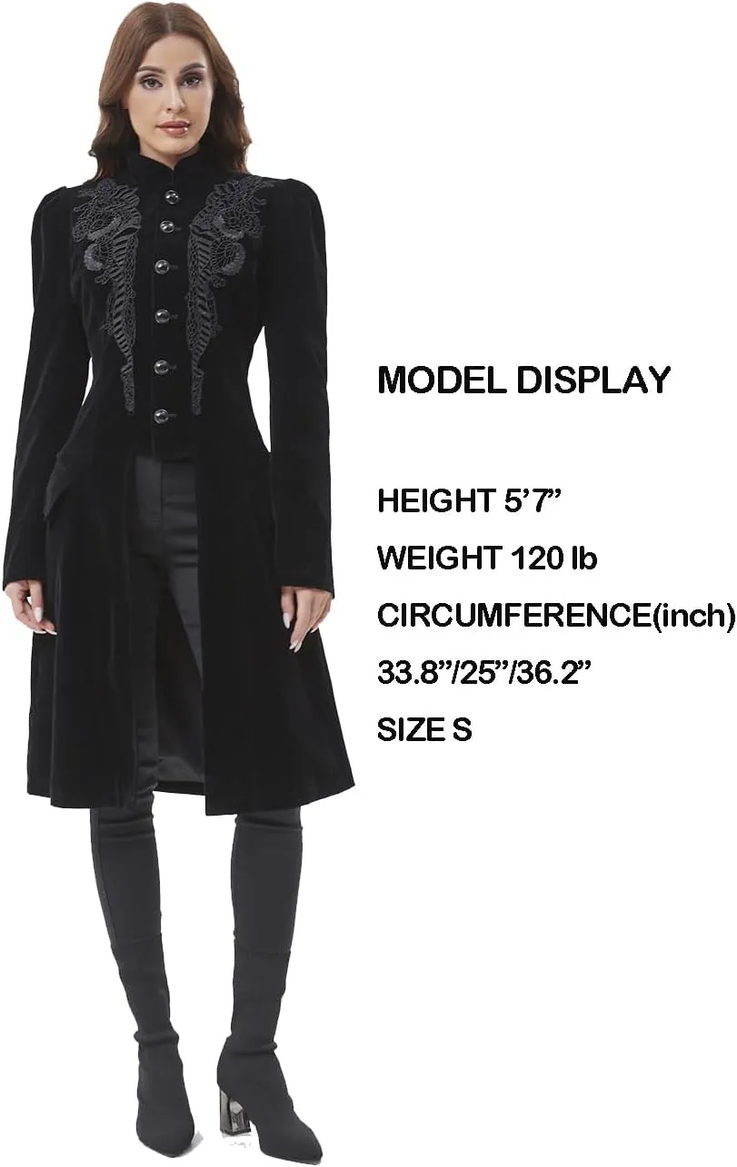 Women Victorian Steampunk Vintage Renaissance Jacket Gothic Frock Coat Uniform