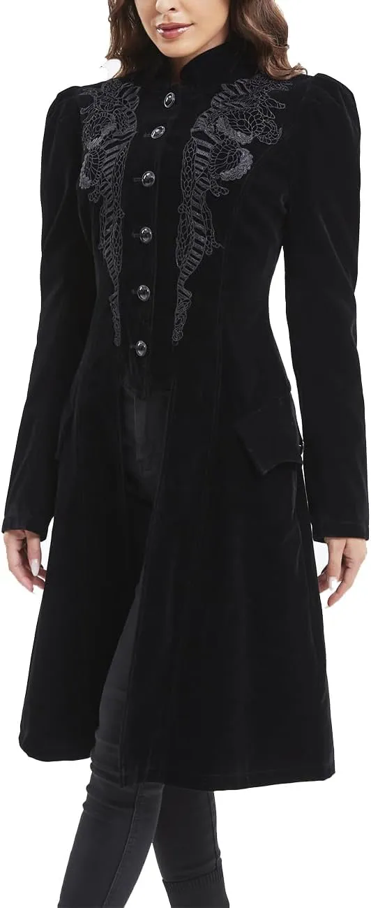 Women Victorian Steampunk Vintage Renaissance Jacket Gothic Frock Coat Uniform