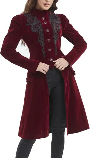 Women Victorian Steampunk Vintage Renaissance Jacket Gothic Frock Coat Uniform