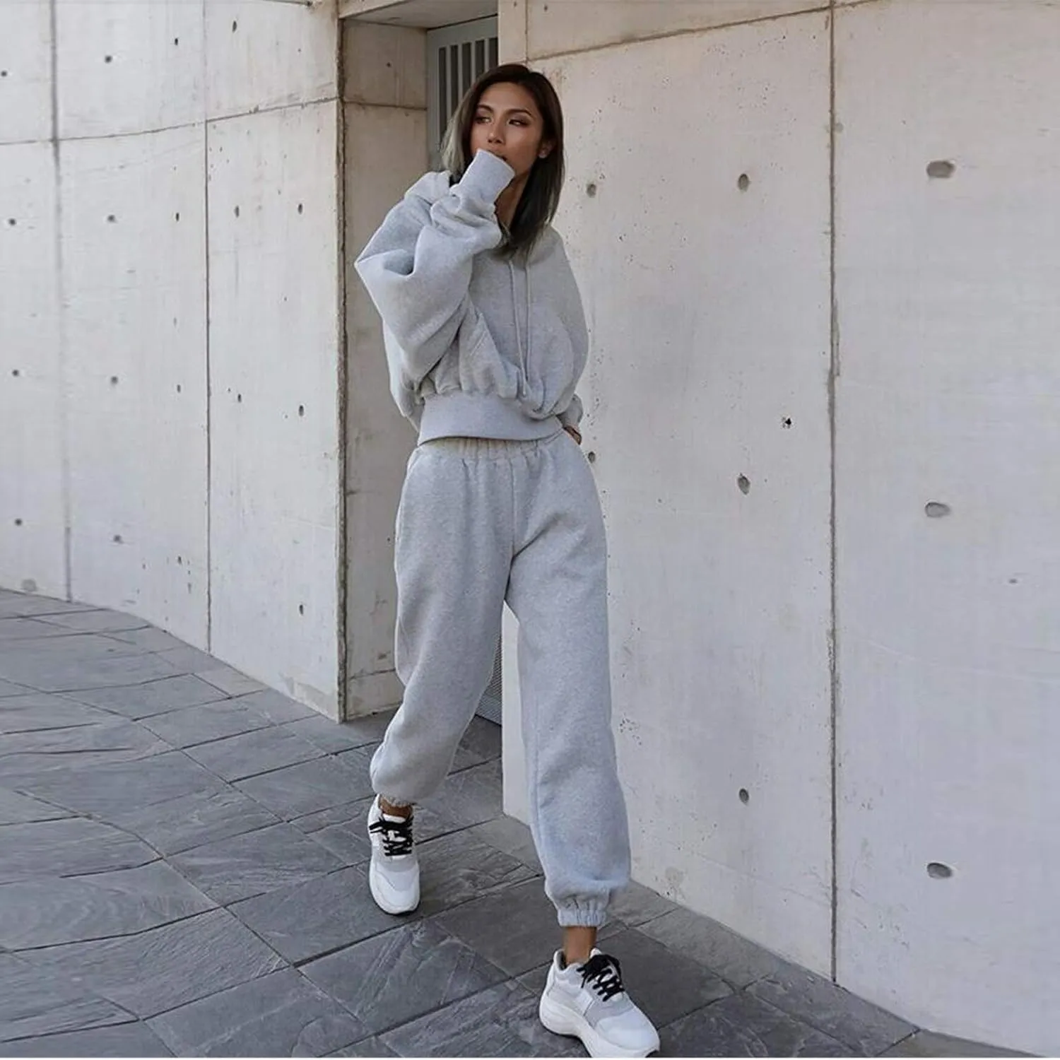 Womens 2 Piece Outfits Lounge Hoodie Sweatsuit Sets Y2k Oversized Fleece Sweatshirt Baggy Fall Fashion Sweatpants