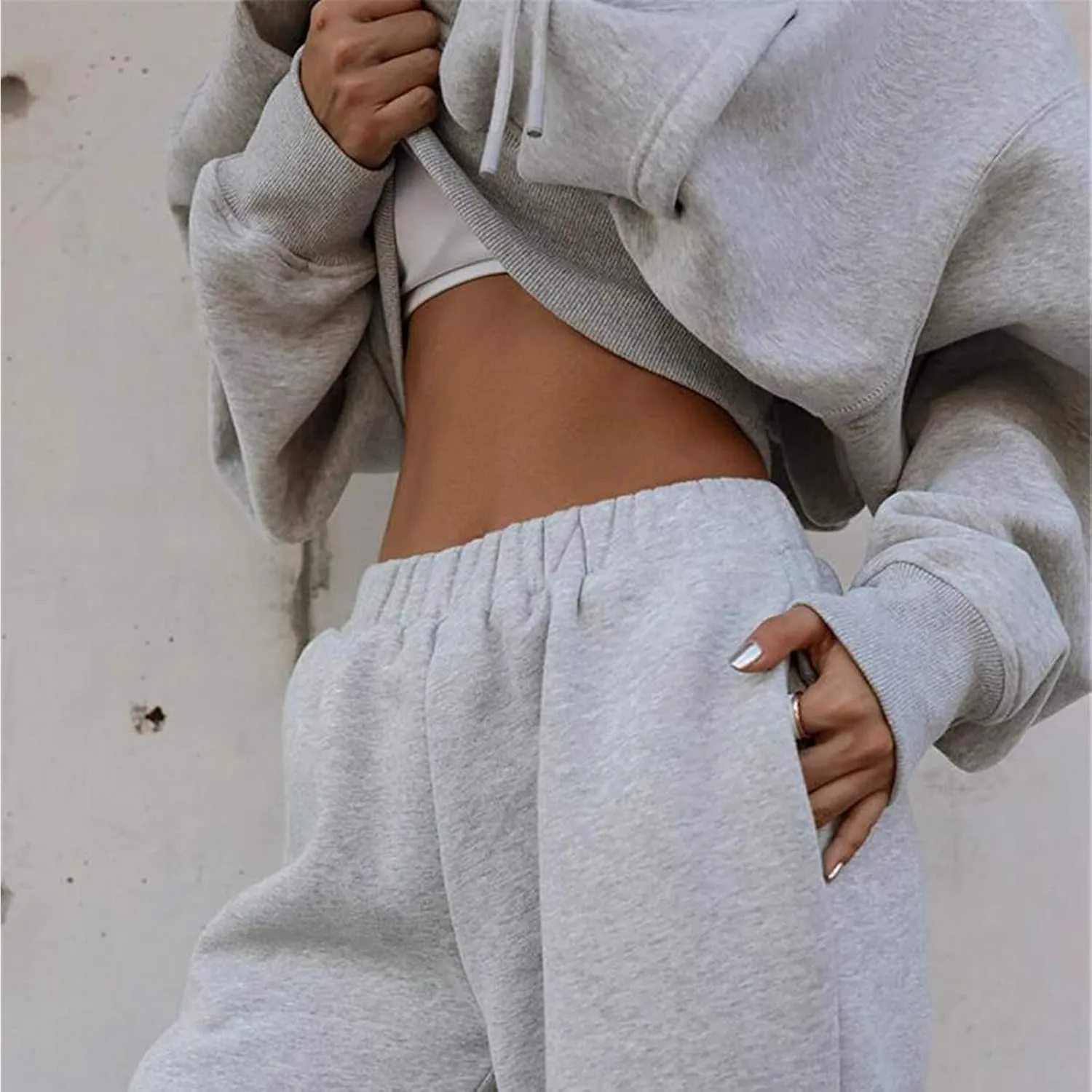 Womens 2 Piece Outfits Lounge Hoodie Sweatsuit Sets Y2k Oversized Fleece Sweatshirt Baggy Fall Fashion Sweatpants