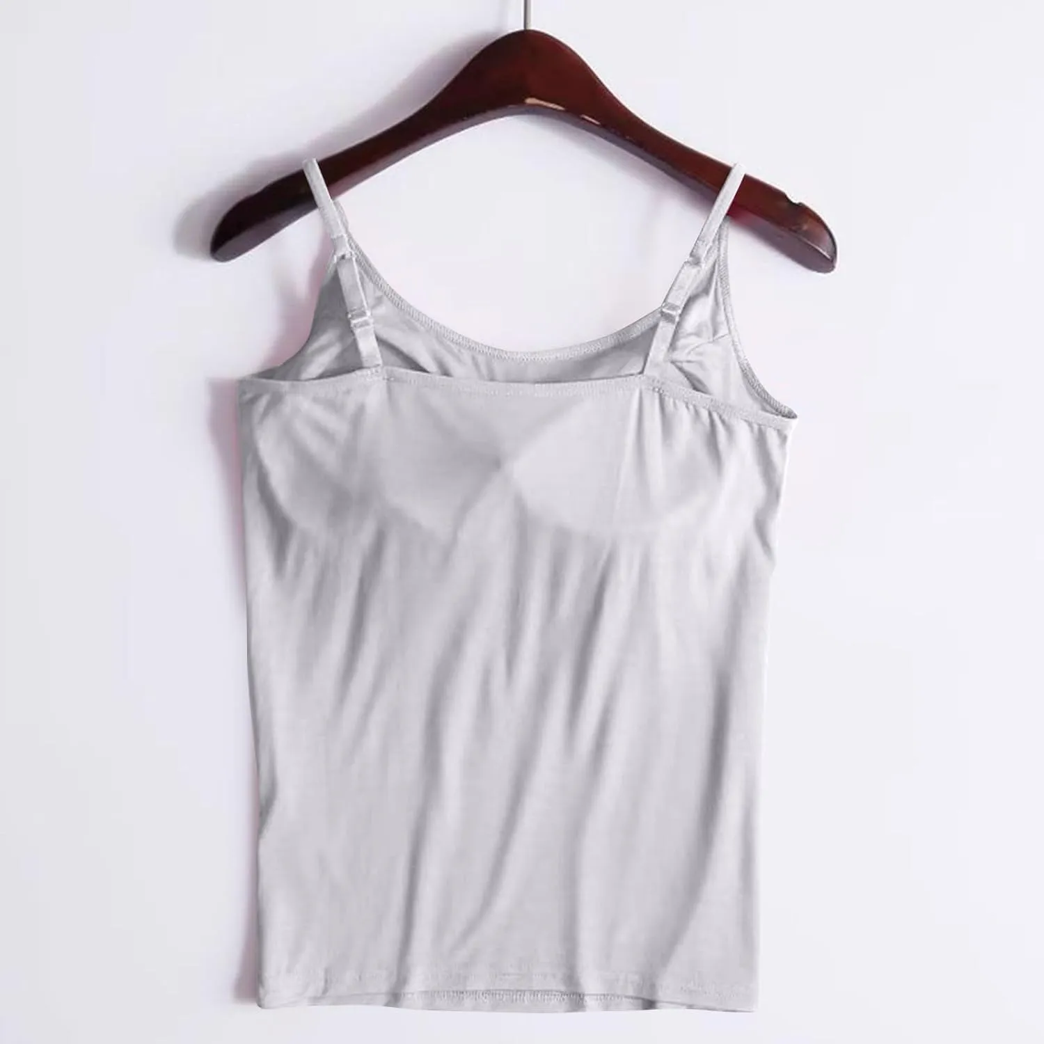 Womens Camisole with Shelf Bra Cotton Undershirts Adjustable Spaghetti Strap Tank Tops Basic Layer Camis