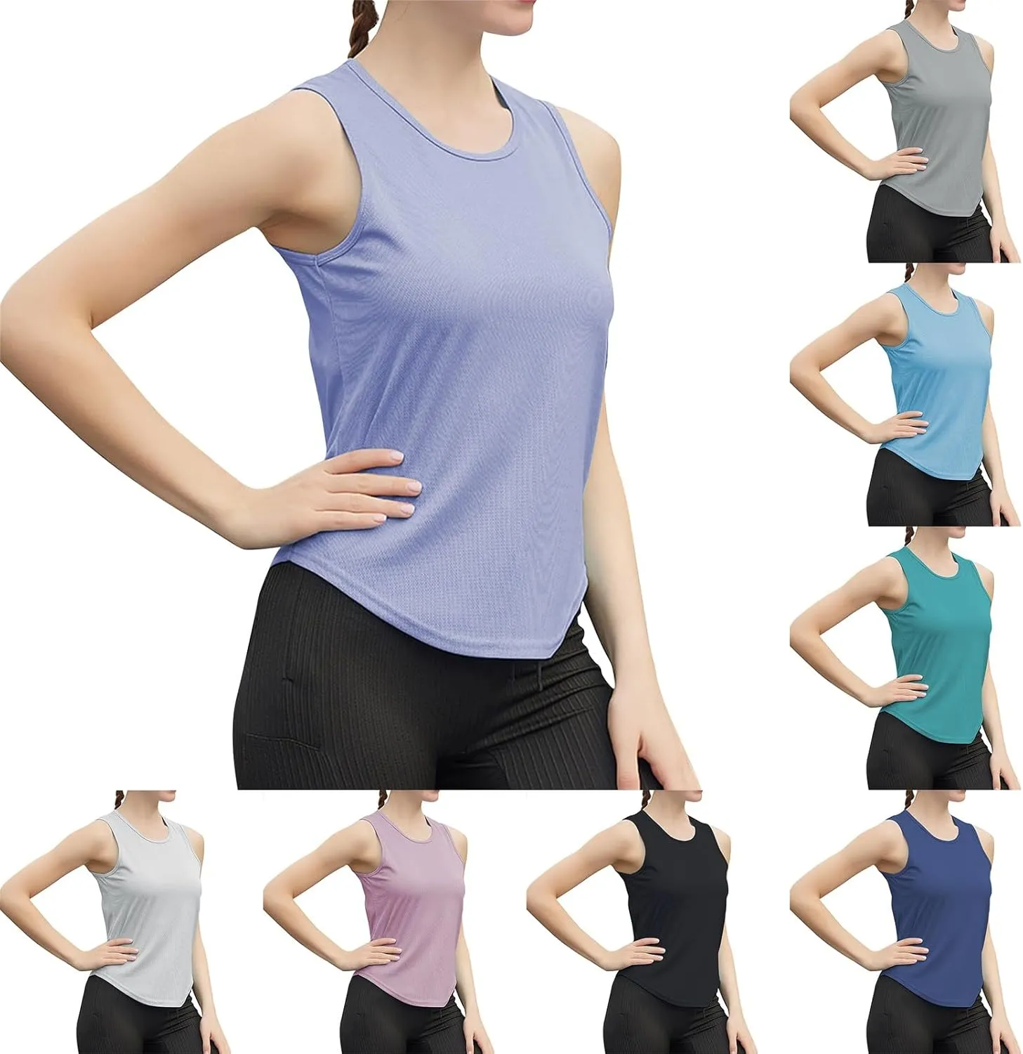 Womens Casual Tank Tops Sleeveless Slim Athletic Lightweight Camis Crewneck Quick Dry Yoga Fashion T Shirt 2025