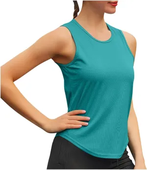 Womens Casual Tank Tops Sleeveless Slim Athletic Lightweight Camis Crewneck Quick Dry Yoga Fashion T Shirts