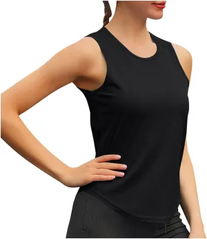 Womens Casual Tank Tops Sleeveless Slim Athletic Lightweight Camis Crewneck Quick Dry Yoga Fashion T Shirts