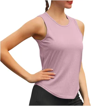 Womens Casual Tank Tops Sleeveless Slim Athletic Lightweight Camis Crewneck Quick Dry Yoga Fashion T Shirts