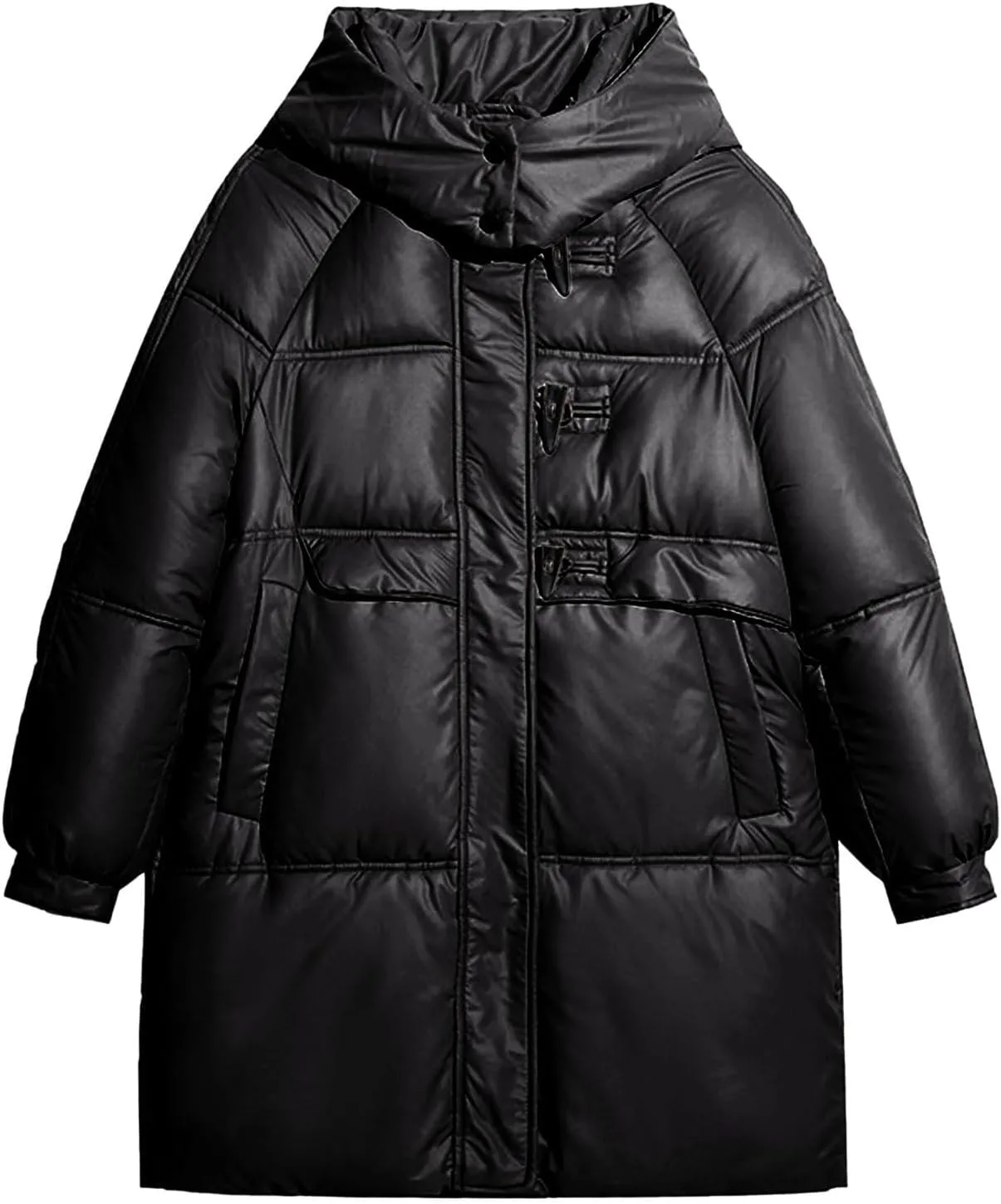 Womens Coats Winter Trendy Zip Up Puffer Jacket Oversized Long Sleeve Packable Down Coat With Pocket