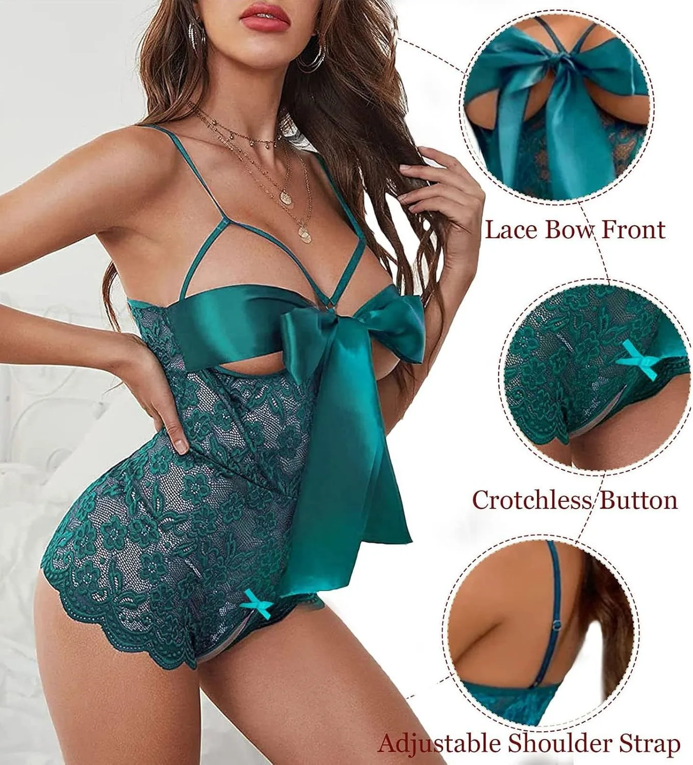 Womens Lingerie Lace 3Pc Bodysuit Outfit Sexy Tights Soft Wicked Sexy Outfit