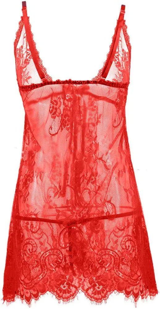Womens Lingerie Transparent Cosplay Sexy Nightwear Front Closure Nightwear Teddy Dress Gfits Embroidered Lingerie