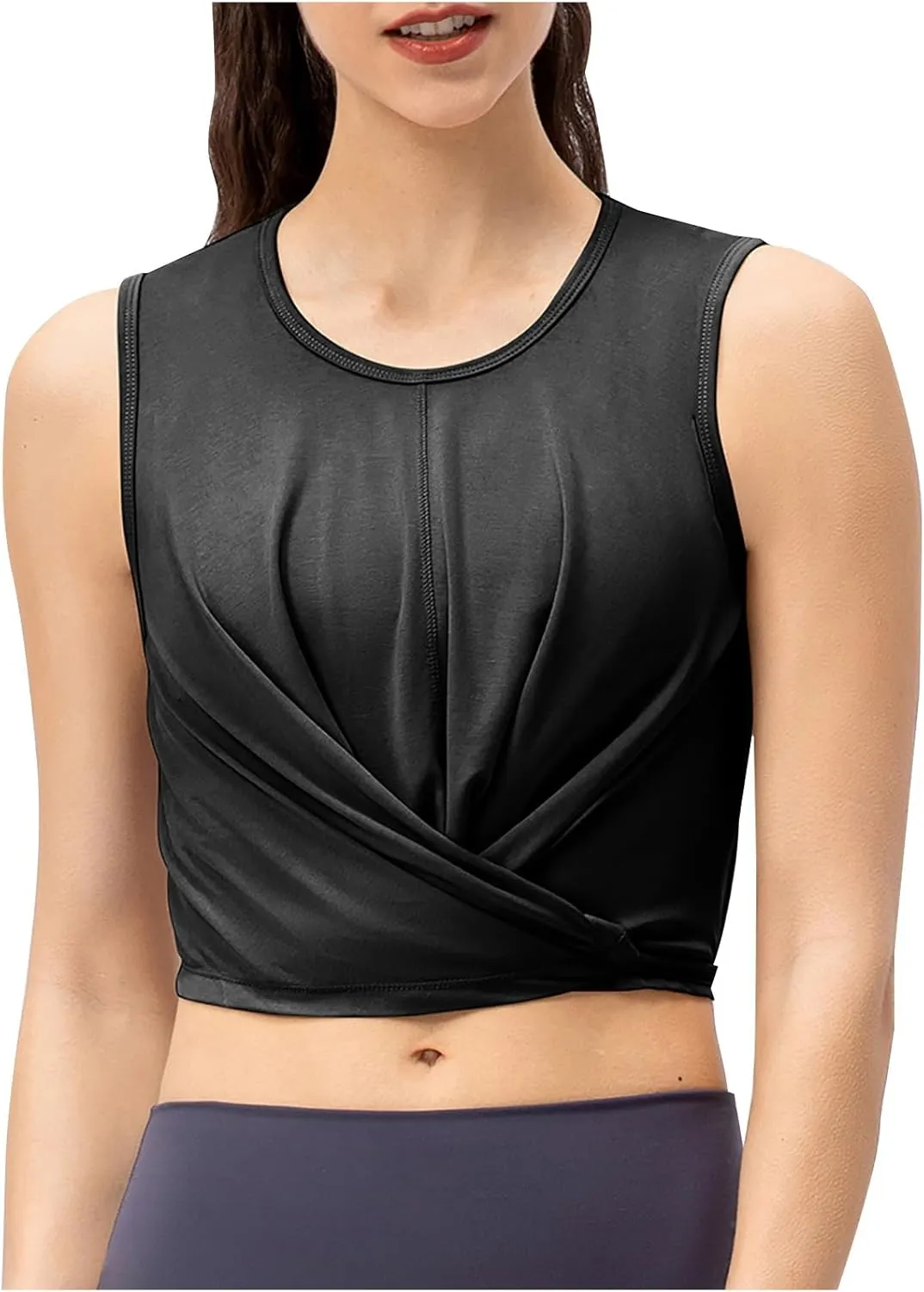 Women's Modal Sports Tank Tops, Lightweight Sleeveless Quick-Dry Athletic Yoga Shirts Fashion Drawstring Bow Tie Top