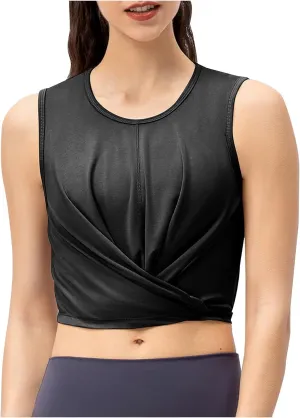 Women's Modal Sports Tank Tops, Lightweight Sleeveless Quick-Dry Athletic Yoga Shirts Fashion Drawstring Bow Tie Top