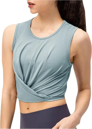 Women's Modal Sports Tank Tops, Lightweight Sleeveless Quick-Dry Athletic Yoga Shirts Fashion Drawstring Bow Tie Top