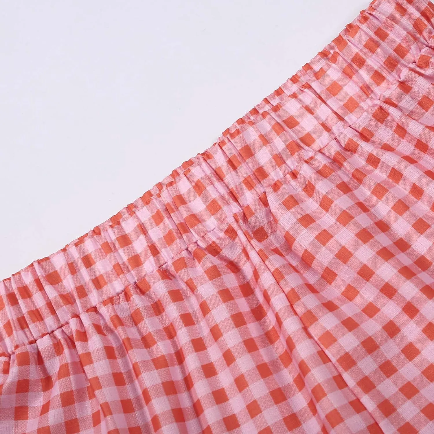 Womens Plaid 2 Pieces Lounge Pants Sets Y2K Sleeveless Gingham Crop Tank Top Outfits Baggy Wide Leg Barrel Loungewear Suits
