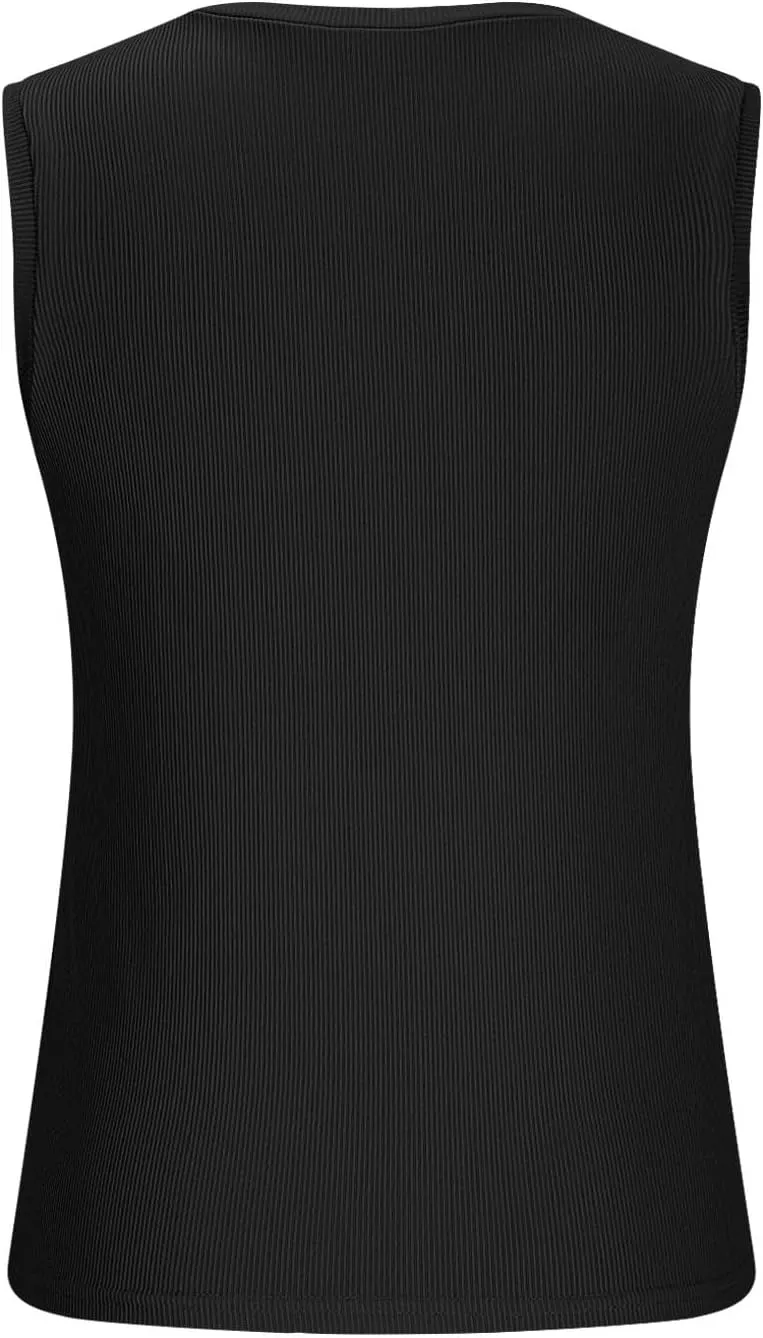 Women's Ribbed Tank Tops 2025 Summer Scoop Neck Slimming Camisole Blouses Casual Basic Knit Sleeveless Shirts Clothes