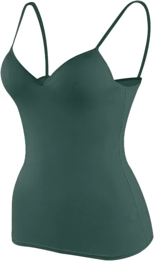 Women's Shelf Bra Tank Tops Adjustable Spaghetti Strap Basic Breathable Camis Yoga Shirts Cotton Undershirt