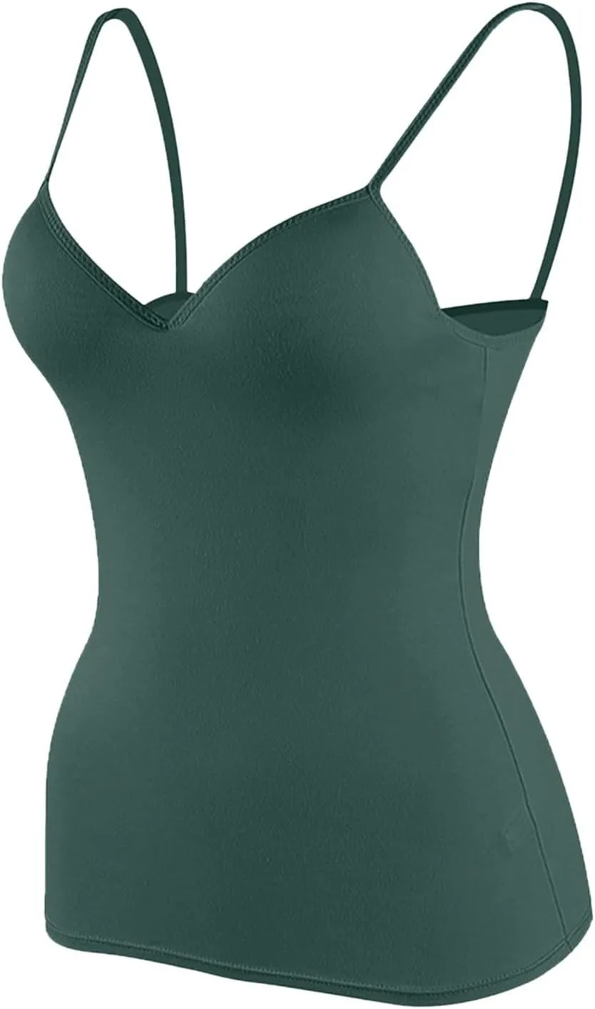 Women's Shelf Bra Tank Tops Adjustable Spaghetti Strap Basic Breathable Camis Yoga Shirts Cotton Undershirt