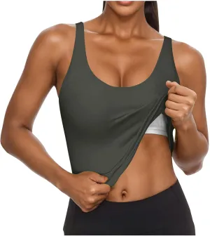 Womens Shelf Bra Tank Tops Racerback Workout Summer Casual Camis Yoga Shirt Cotton Soft Gym Outfits Undershirt