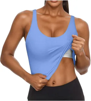 Womens Shelf Bra Tank Tops Racerback Workout Summer Casual Camis Yoga Shirt Cotton Soft Gym Outfits Undershirt