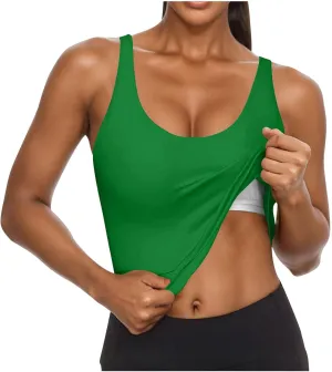 Womens Shelf Bra Tank Tops Racerback Workout Summer Casual Camis Yoga Shirt Cotton Soft Gym Outfits Undershirt