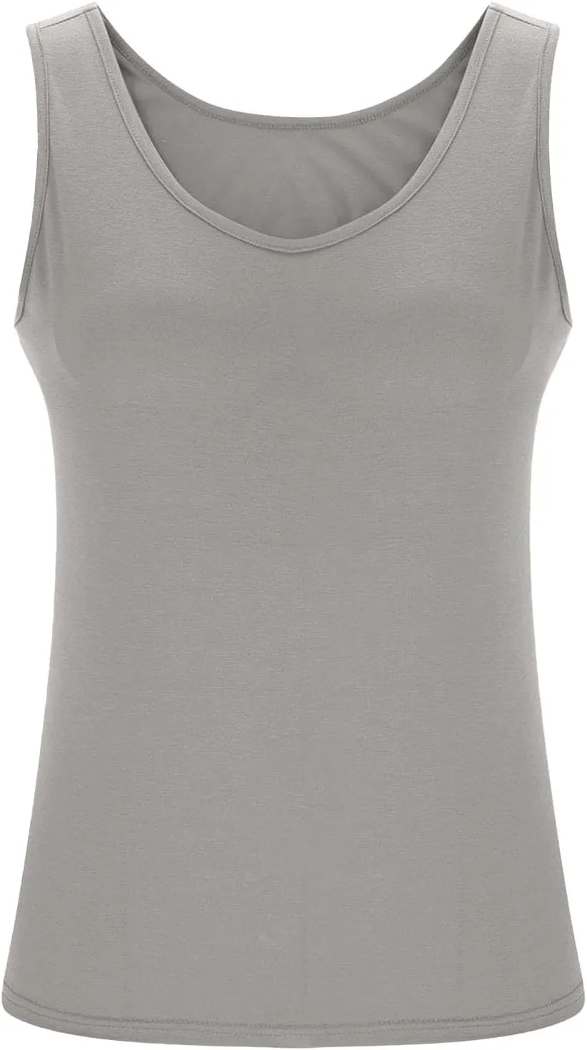 Womens Shelf Bra Tank Tops Racerback Workout Summer Round Neck Camis Yoga Shirt Soft Crop Gym Outfits Undershirt