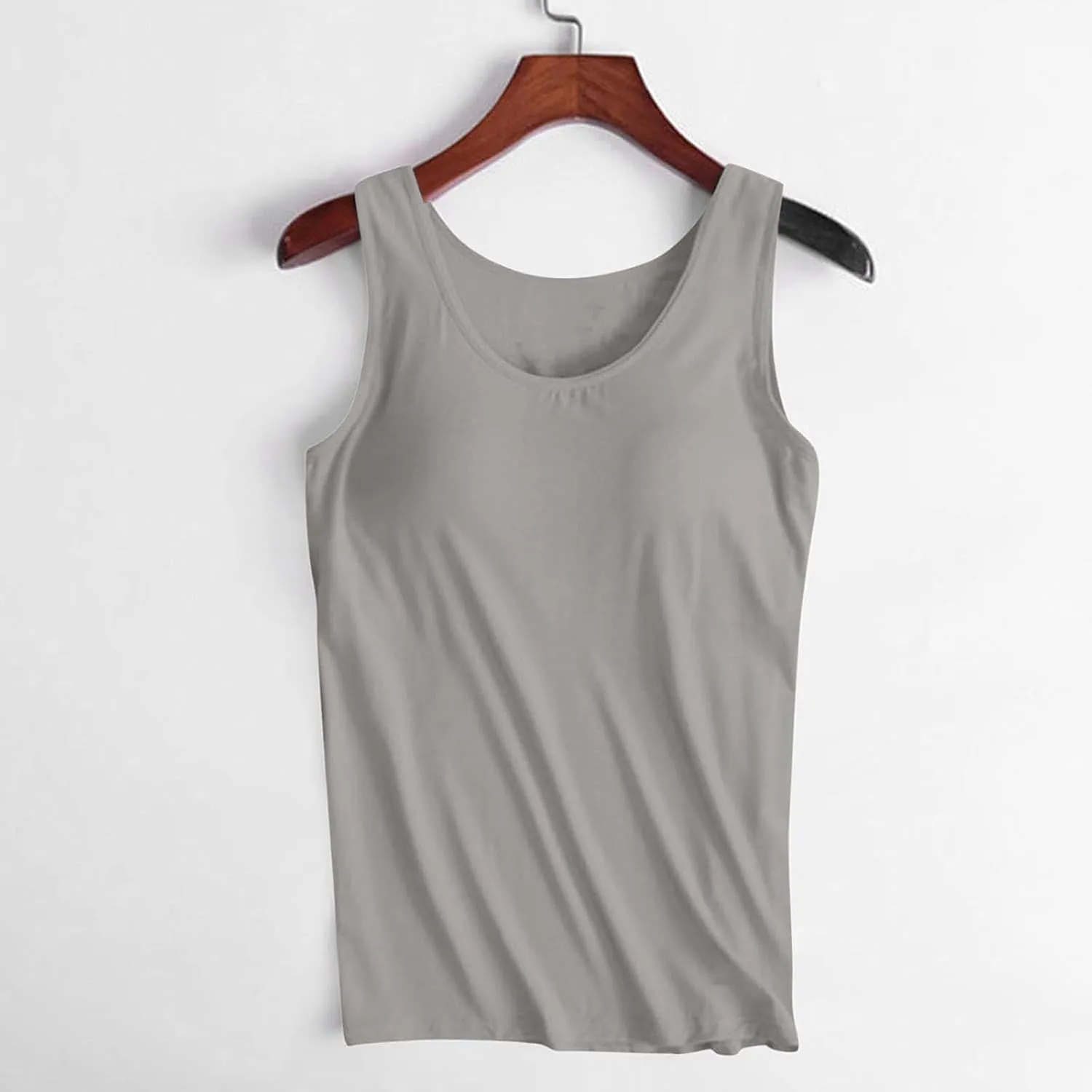 Womens Shelf Bra Tank Tops Racerback Workout Summer Round Neck Camis Yoga Shirt Soft Crop Gym Outfits Undershirt