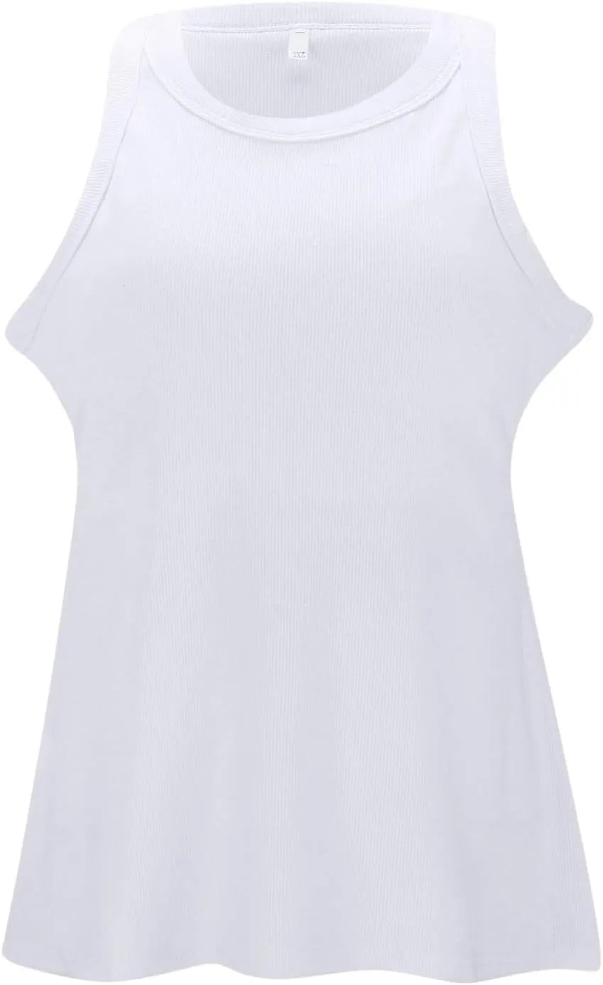 Womens Shelf Bra Tank Tops Racerback Workout Summer Round Neck Camis Yoga Shirt Soft Crop Gym Outfits Undershirt