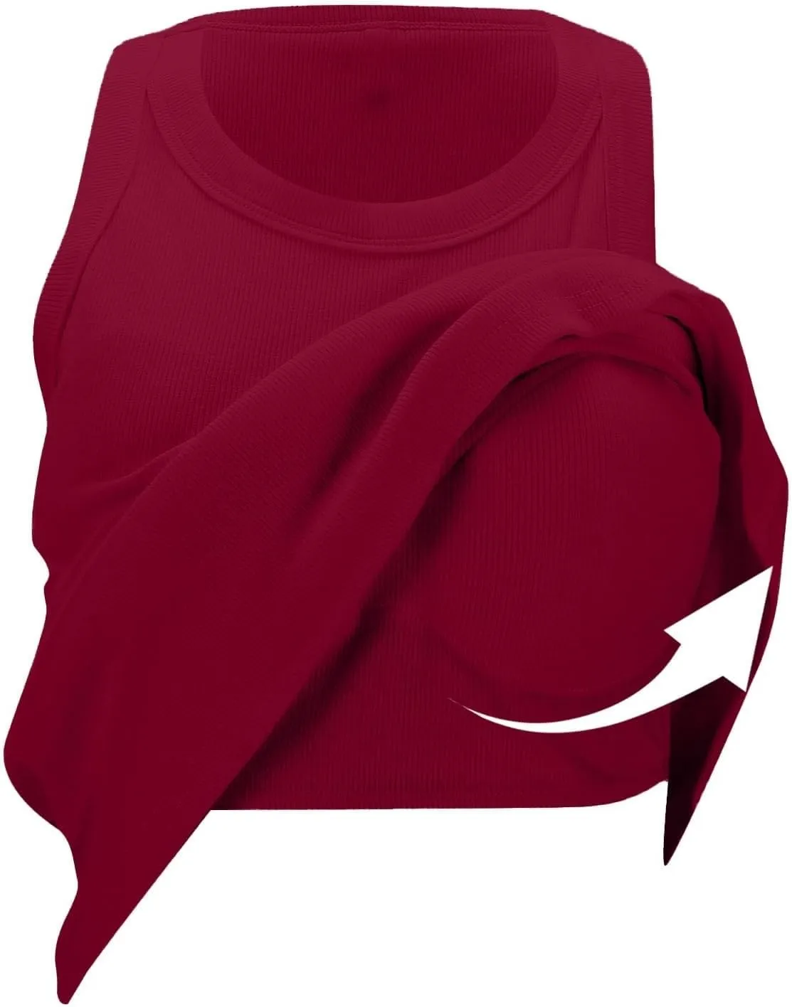 Womens Shelf Bra Tank Tops Racerback Workout Summer Round Neck Solid Camis Yoga Shirt Gym Outfits Layering Undershirt