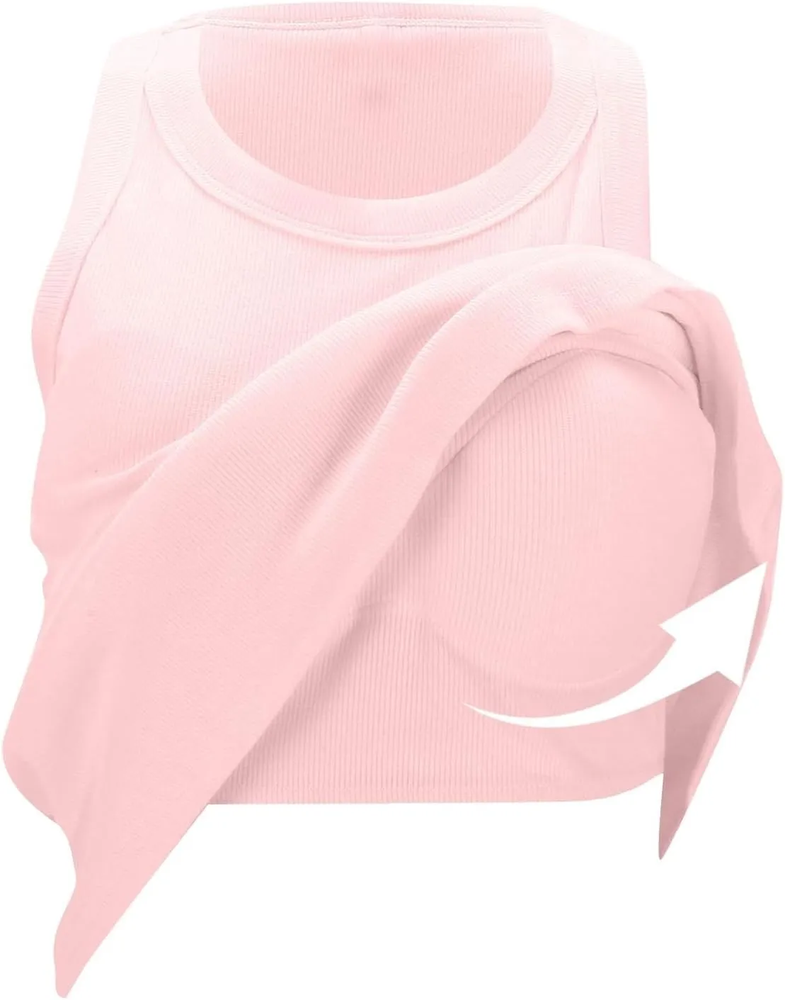 Womens Shelf Bra Tank Tops Racerback Workout Summer Round Neck Solid Camis Yoga Shirt Gym Outfits Layering Undershirt