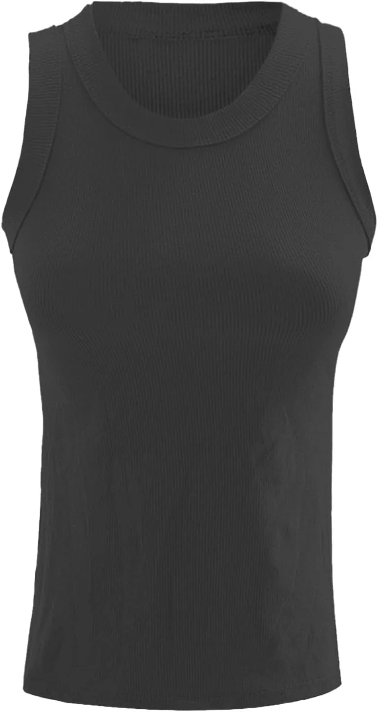 Womens Shelf Bra Tank Tops Solid Color Workout Camis Yoga Shirt Casual Y2K Fitness Spring Summer Cotton Undershirt