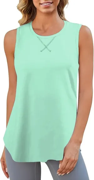 Women’s Sleeveless Sport Camis Lightweight Loose Fit Quick-Dry Tank Top for Beach Vacation Casual Going Out Blouses