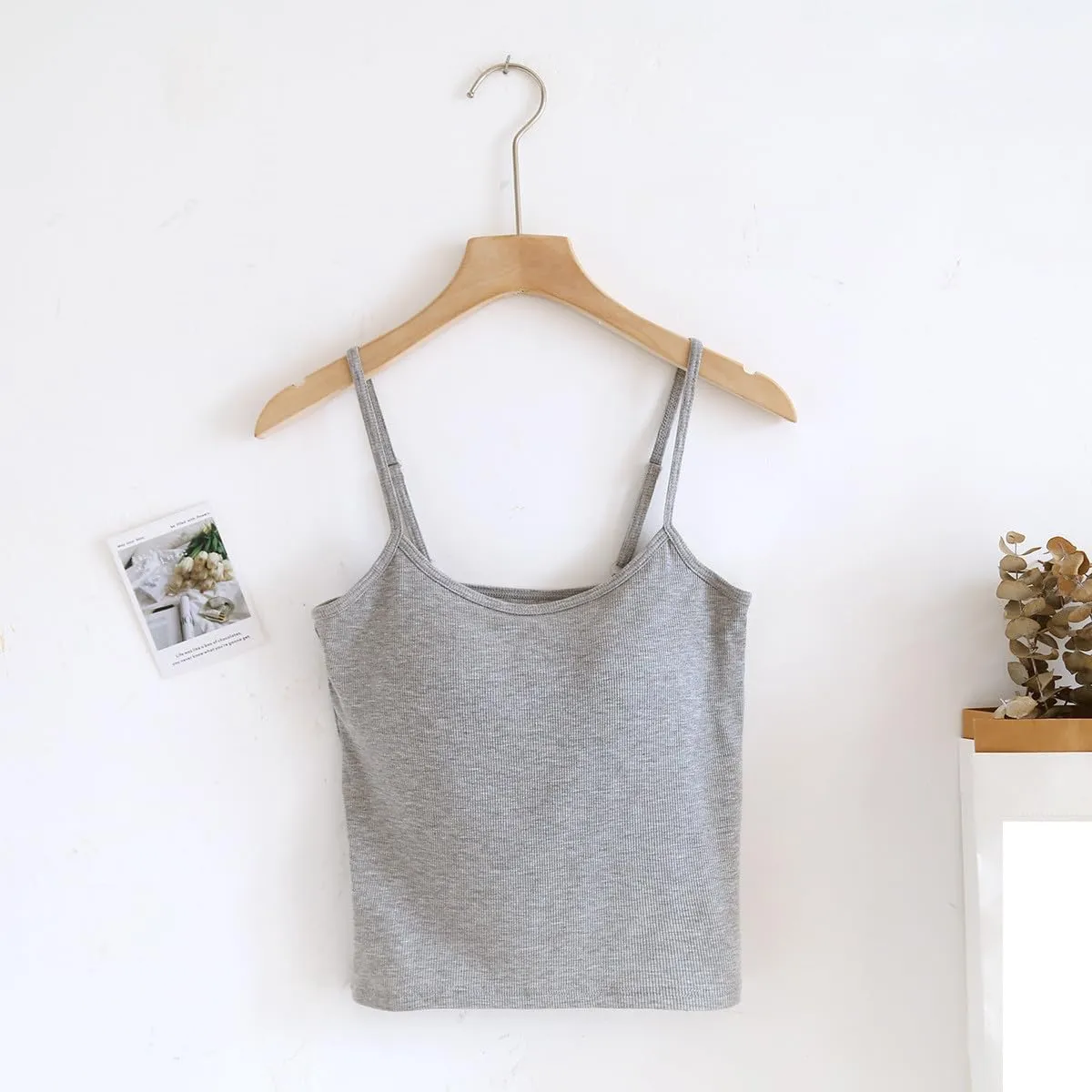 Womens Spaghetti Strap Tank Top Solid Color Smooth Soft High Elastic Crop Tanks Trending Racerback Undershirts