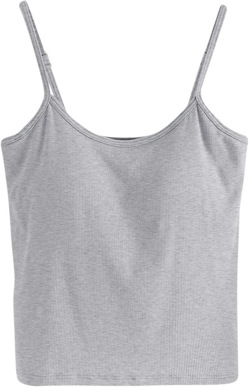 Womens Spaghetti Strap Tank Top Solid Color Smooth Soft High Elastic Crop Tanks Trending Racerback Undershirts