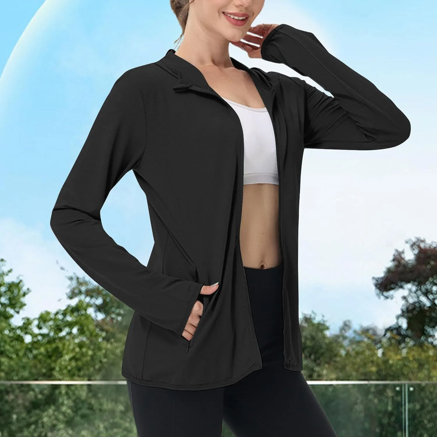 Women's Sun Shirts UPF 50  Lightweight Athletic Jacket UV Cooling Hoodie Quick Dry Long Sleeve Outdoor Hiking Shirts
