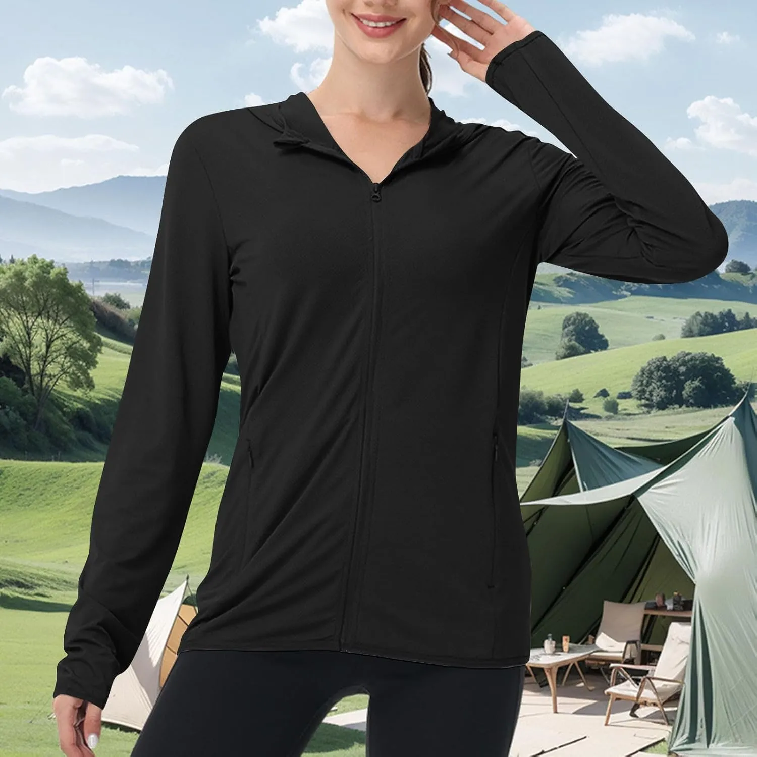 Women's Sun Shirts UPF 50  Lightweight Athletic Jacket UV Cooling Hoodie Quick Dry Long Sleeve Outdoor Hiking Shirts