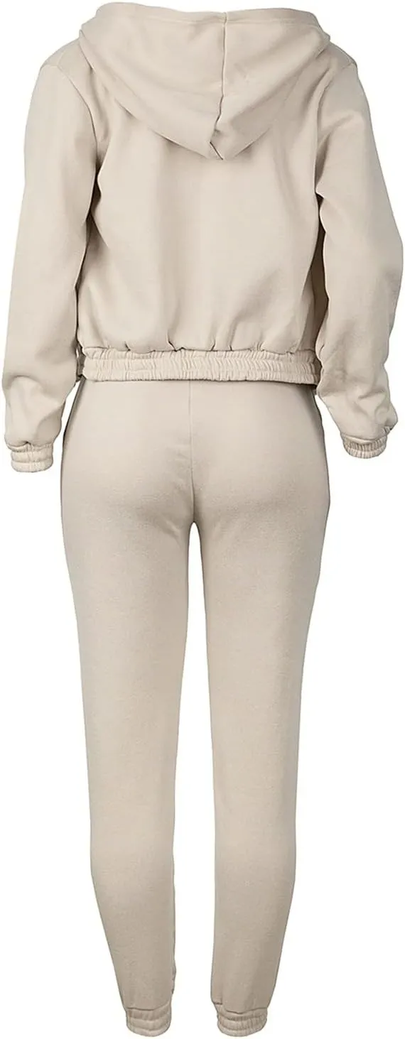 Womens Sweatsuits 3 Piece Set, Loose Pullover Hoodies Tops and Sweatpants Tracksuit Jogger Set Lounge Matching Set