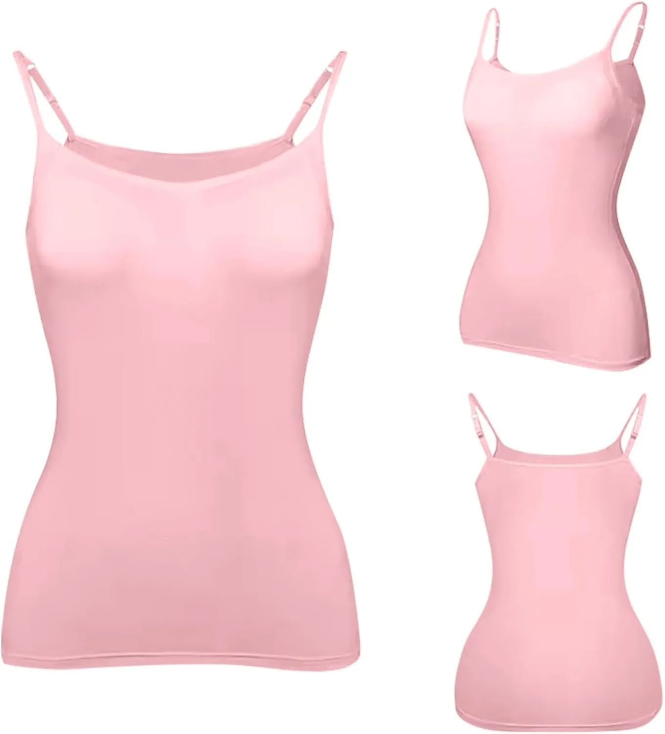 Womens Tank Tops with Built in Bra Going Out Tanks Summer Casual Oversized Soft Solid Layer Camis 2 Pack